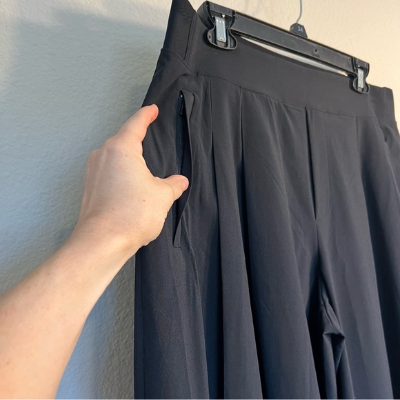 Athleta Brooklyn Heights high rise pleated wide leg pant black 14 petite - Picture 11 of 15